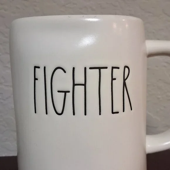 Rae Dunn "FIGHTER" 16oz Ceramic Coffee Mug - Picture 5 of 11